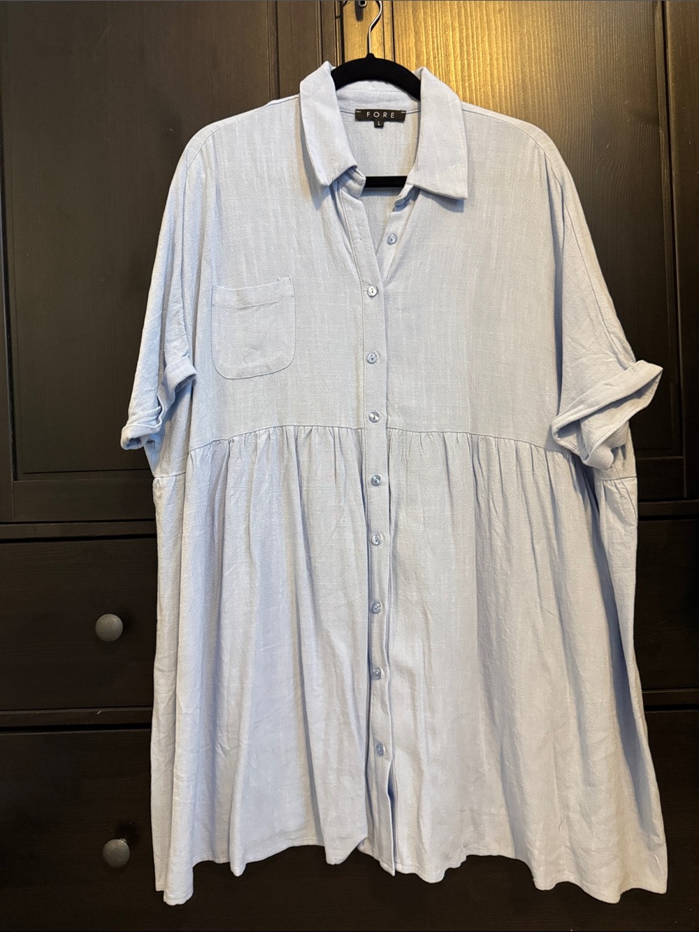 Light Blue Button-Up Dress